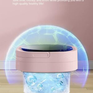 FUIART Portable Washing Machine, Mini Washer 9L High Capacity with 3 Modes Deep Cleaning for Underwear, Baby Clothes, or Small Items, Foldable Washing Machine for Apartments, Camping, Travel (Pink)