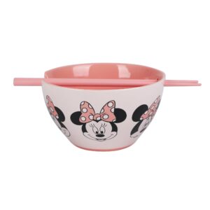 bioworld disney minnie mouse on-the-go ramen bowl with chopsticks