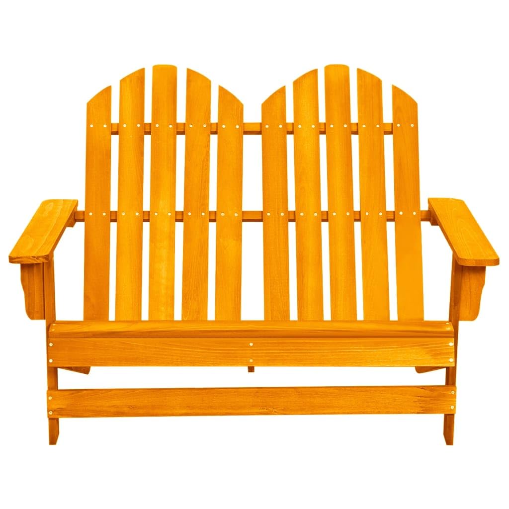 vidaXL Solid Wood Fir 2-Seater Patio Adirondack Chair in Vibrant Orange - Weather-Resistant and Comfortable for Outdoor Relaxation