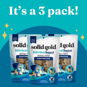 Solid Gold Food Toppers for Picky Dogs - Real Chicken Meatball Topper - 3 Pack Healthy Dog Treats - High Protein Soft Dog Treats to Serve w/Dry Dog Food or Wet Dog Food or as Dog Snacks