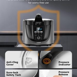 Nuwave Duet Air Fryer, Electric Pressure Cooker & Grill Combo, 540 IN 1 Multicooker with 2 Removable Lids, Slow Cook, Sears, Sautés, 18/10 SS Pot, Sure-Lock Safety Tech & 9 Deluxe Accessories