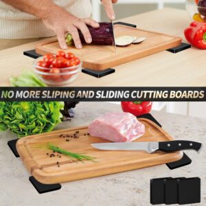 12PCS Non-Slip Cutting Board Feet, Black Anti-Skid Silicone Pads, Countertop Surface Protection for Cutting Board, non Adhesive,no screws