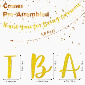 Thank You for Being Awesome Banner, Pre-Strung Glitter Gold Inspirational Appreciation Banner for Teacher, Employee, Best Friend, Coworkers Party Decorations