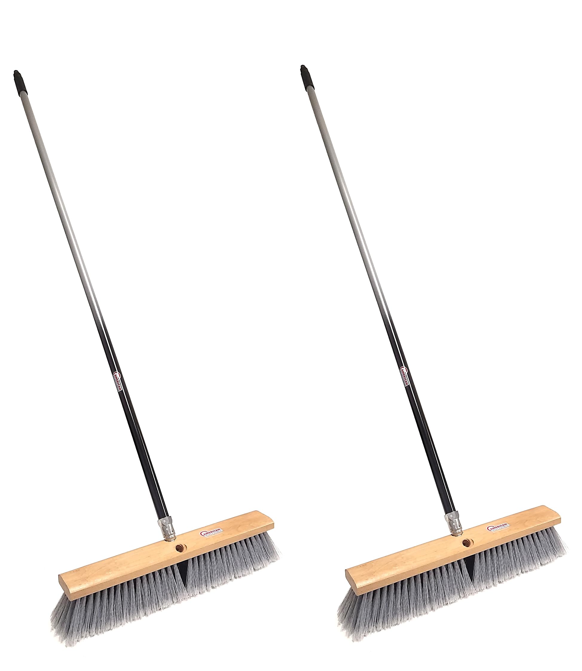 American Select Tubing PBMA18004-2 18" Multi-Surface Push Broom with Silver/Black Handle (2 Pack)