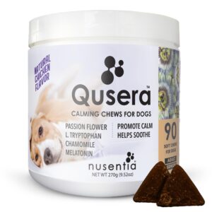 nusentia qusera calming dog chews (90ct), natural calming aid for dogs, vet formulated, 30 day supply