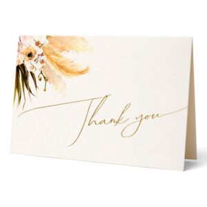 Anna Marie Collections 100 Pack Thank You Cards with Envelopes, Bulk, Boho Floral Design – Bridal Shower, Wedding, Small Business, Baby, Birthday, Graduation – All Occasions, Blank, 4x6