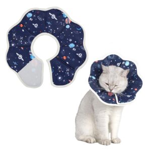 icygum soft cat recovery collar,adjustable cat cone,cat protective cone collar after surgery,for cats (starry sky, m)