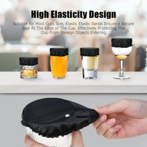 10-Pack Drink Cover Scrunchie, Reusable Cap Scrunchie Drink Cover for Drinks, Drink Covers for Alcohol Protection - Prevent Drink Getting Spiked at Bar Party Cup Cover with Straw Hole