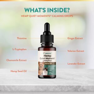 NaturVet Hemp Quiet Moments Calming Drops for Cat, 1oz & Quiet Moments Herbal Calming Spray, 8 Ounce - Feline