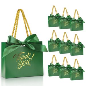 eqoreiin 30 pack small thank you gift bags with handles 5.5 x 2.4 x 4.7 inches gift bags with bow ribbon party favor bags paper gift bags bulk for baby shower, wedding, party favor, birthday,