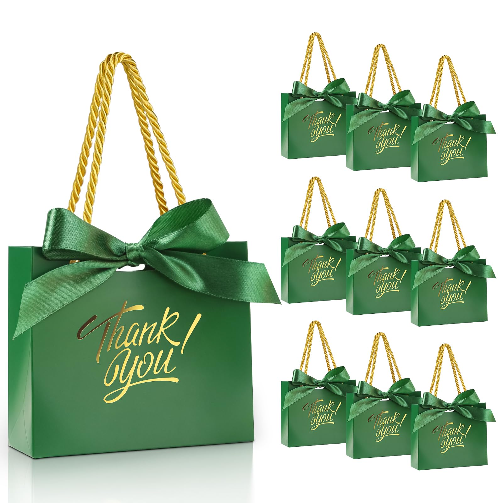 EQOREIIN 30 Pack Small Thank You Gift Bags with Handles 5.5 x 2.4 x 4.7 Inches Gift Bags with Bow Ribbon Party Favor Bags Paper Gift Bags Bulk for Baby Shower, Wedding, Party Favor, Birthday,