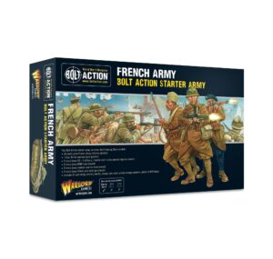 warlord bolt action french army starter army 1:56 tabletop miniatures - plastic paintable miniature wwii soldiers set, unpainted table top 28mm military minifigures for adults - gaming figurines pack