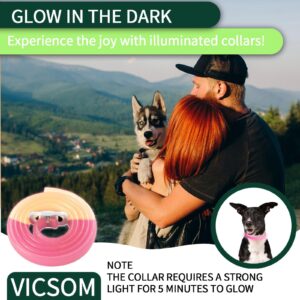 4 Pack Flea Collar for Dogs, Dog Flea and Tick Collar Glow in Dark, 8 Months Flea and Tick Prevention for Dog, Waterproof Adjustable Natural Tick and Flea Collar for Small Medium Large Dog Puppy-Pink