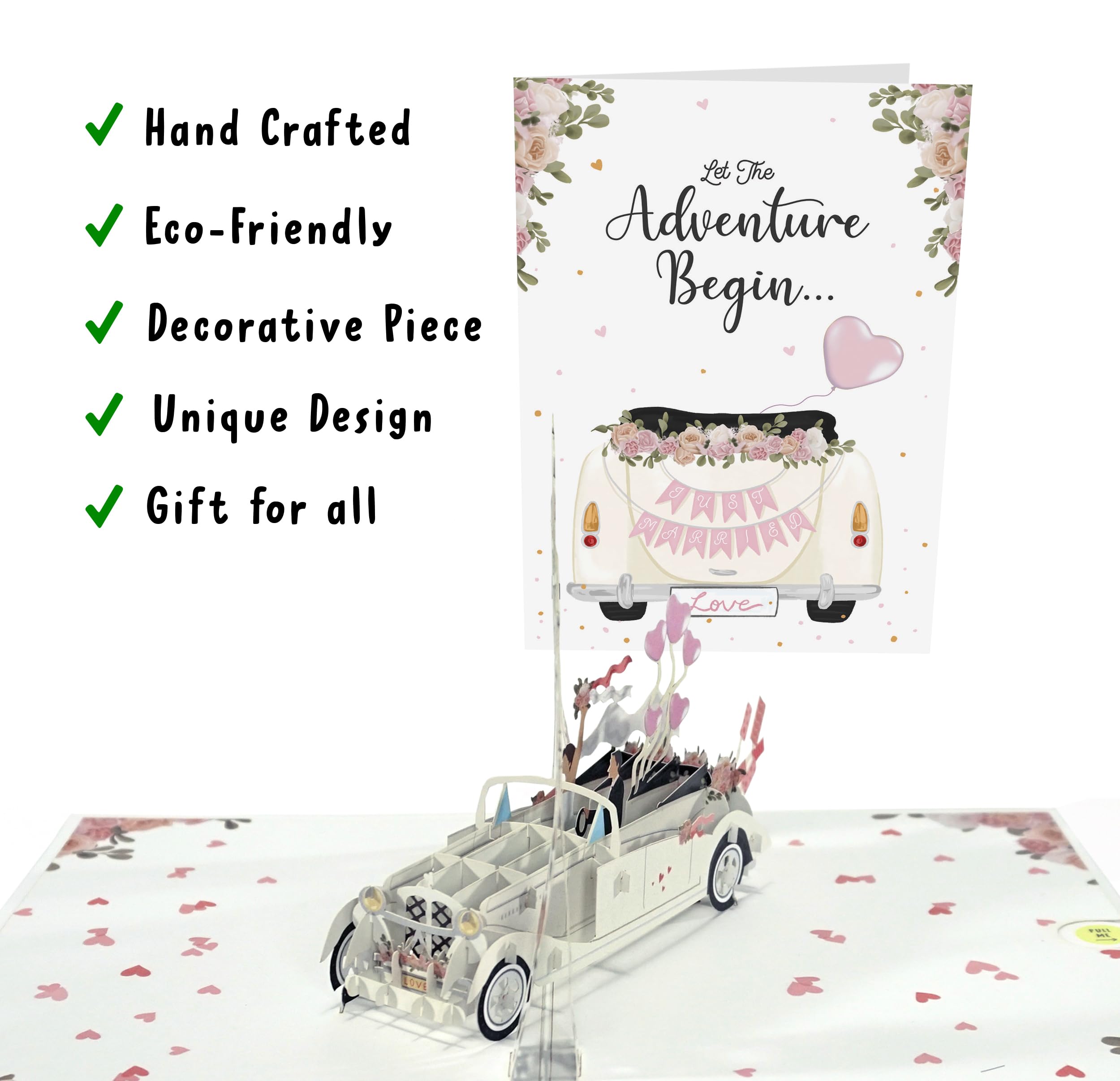 CENTRAL 23 Wedding Cards For Bride And Groom 3D - Just Married - Congratulations Pop Up Cards - Love - Congrats - Best Wishes Gift For Couple - Greeting Card For Weddings