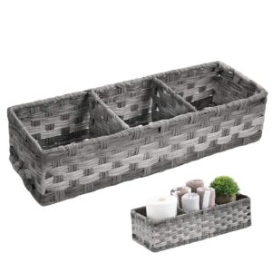 wedhapy bathroom storage baskets storage baskets wicker storage basket bathroom storage baskets toilet paper storage basket with 3 divider rustic decor woven plastic wicker basket for organizing