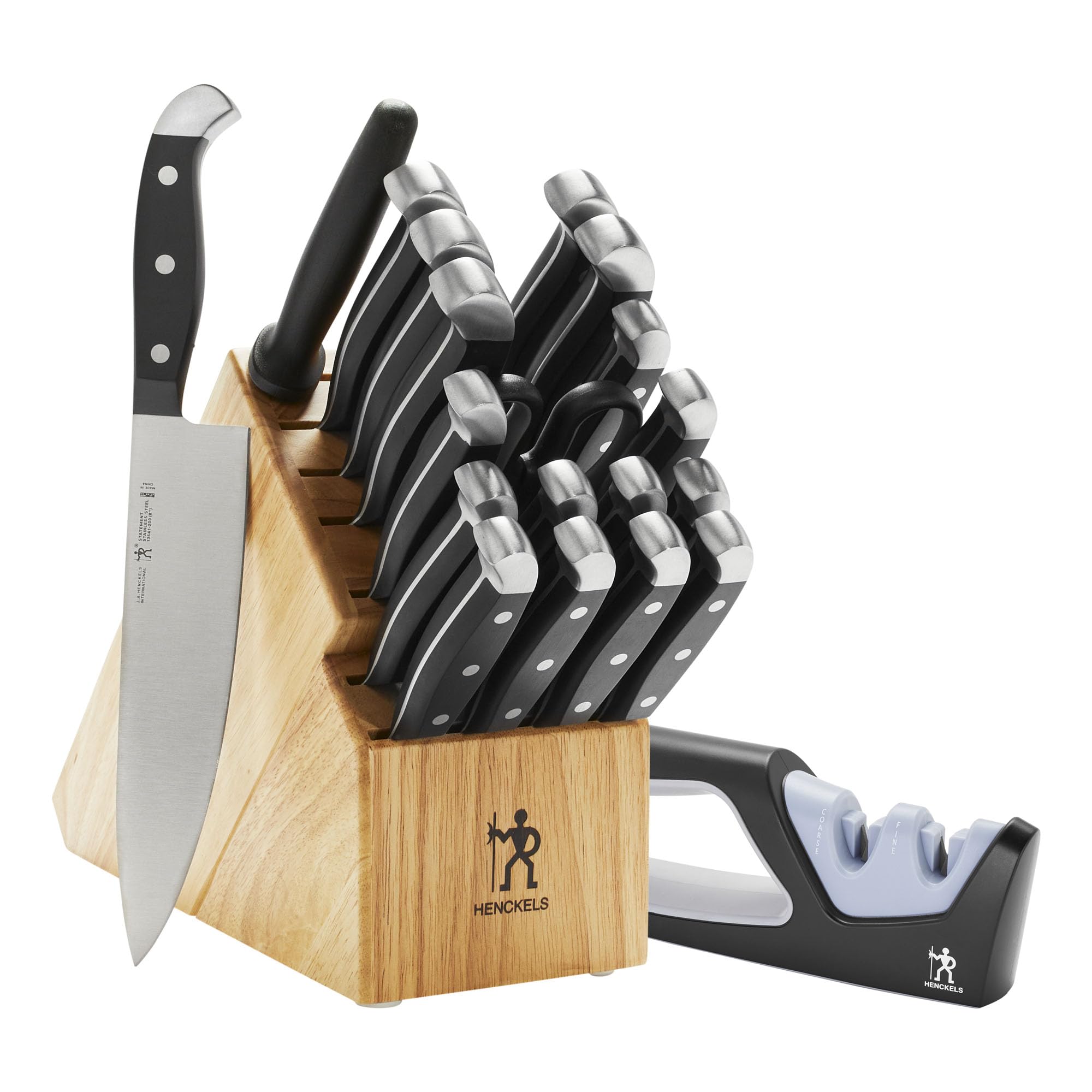 HENCKELS Razor-Sharp 20-Piece Statement Knife Set with Block, With Bonus Sharpener, German Engineered Knife Informed by over 100 Years of Masterful Knife Making