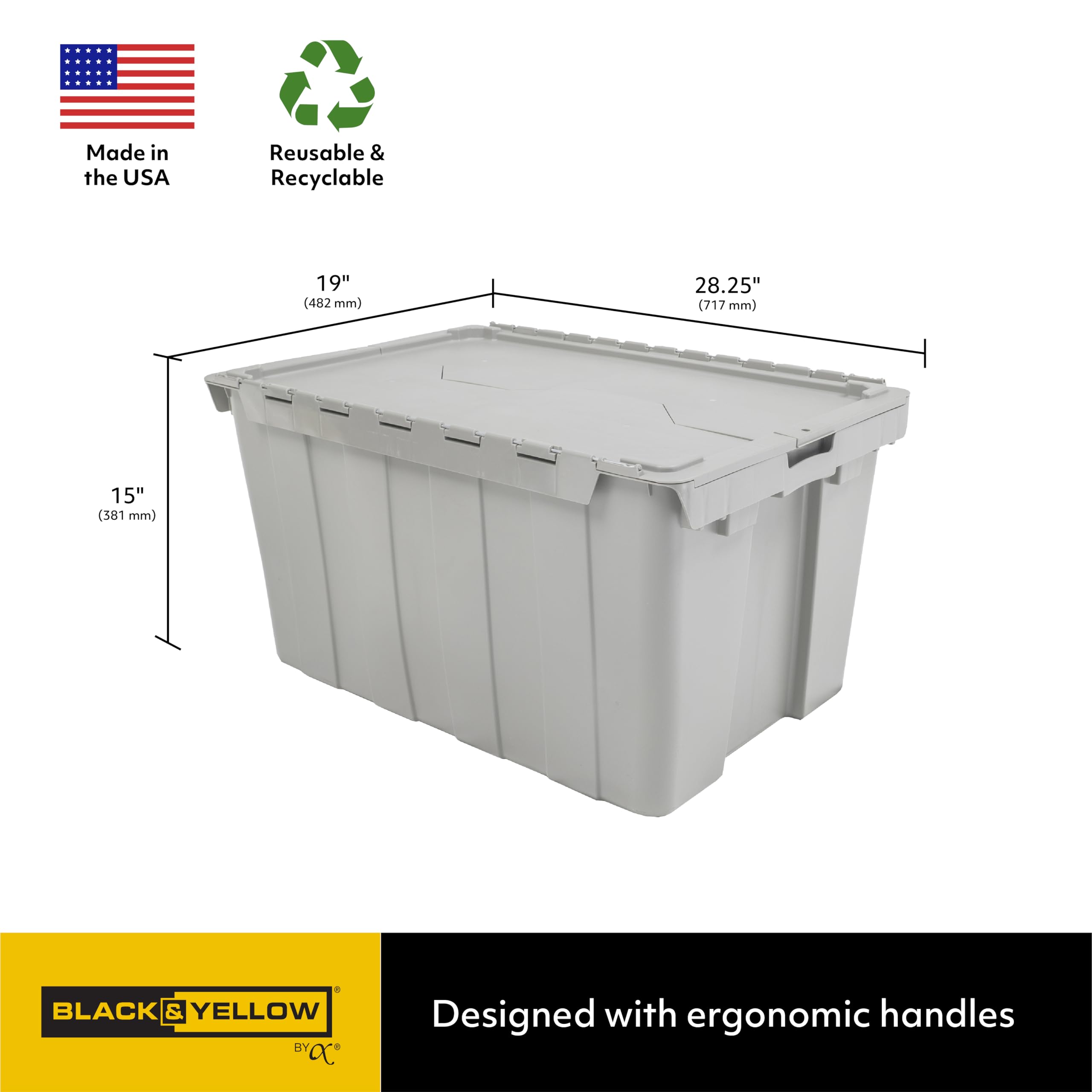 CX 26-Gallon Heavy Duty Tough Storage Container with Flip Lid, (15.3”H x 19.2”W x 28.4”D), Weather-Resistant Design and Stackable Organization Tote [3 Pack]