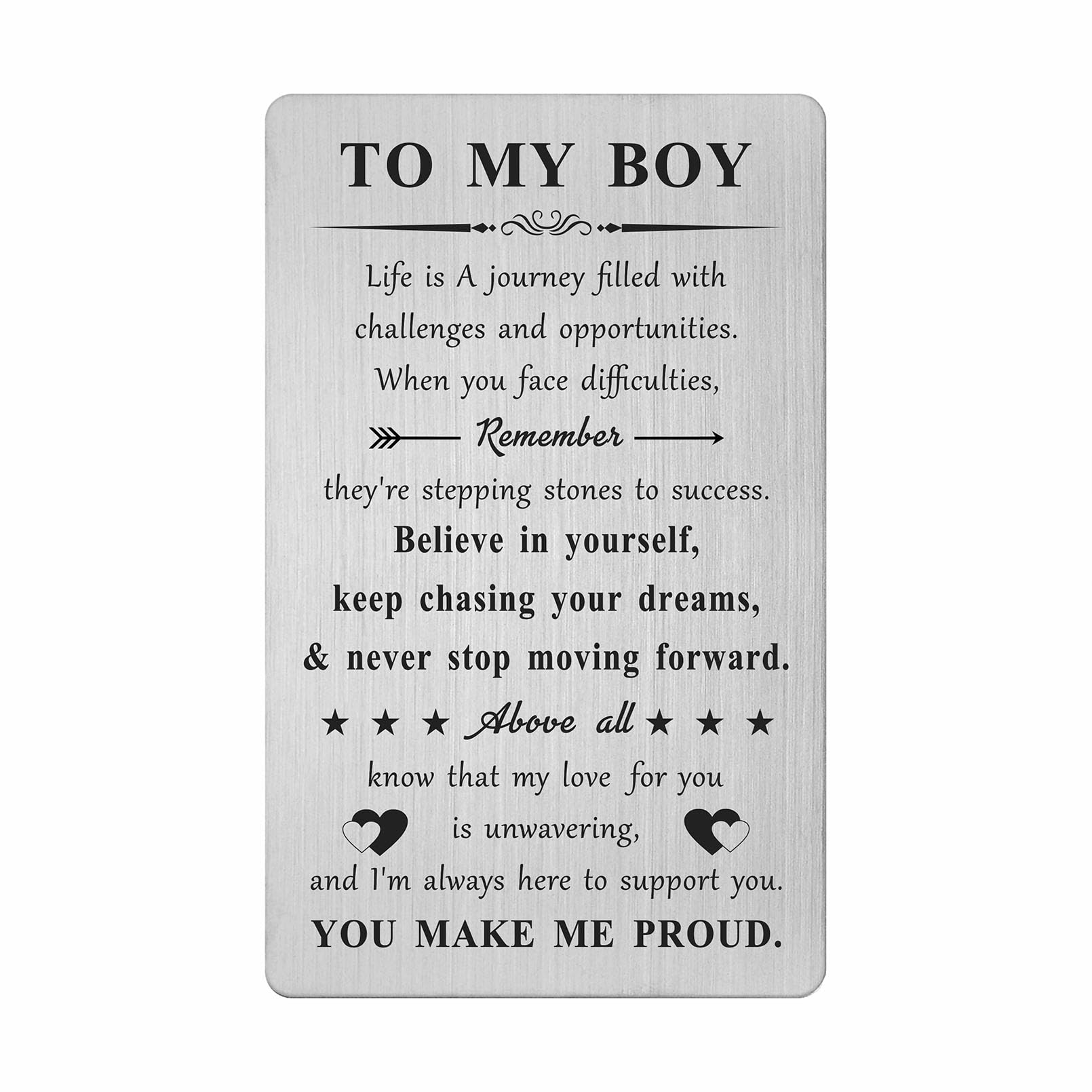 DGXMD Gifts for Son - Son Engraved Wallet Card - Son Gifts for Birthday Graduation Christmas from Mom Dad Parents