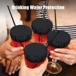 10-Pack Drink Cover Scrunchie, Reusable Cap Scrunchie Drink Cover for Drinks, Drink Covers for Alcohol Protection - Prevent Drink Getting Spiked at Bar Party Cup Cover with Straw Hole