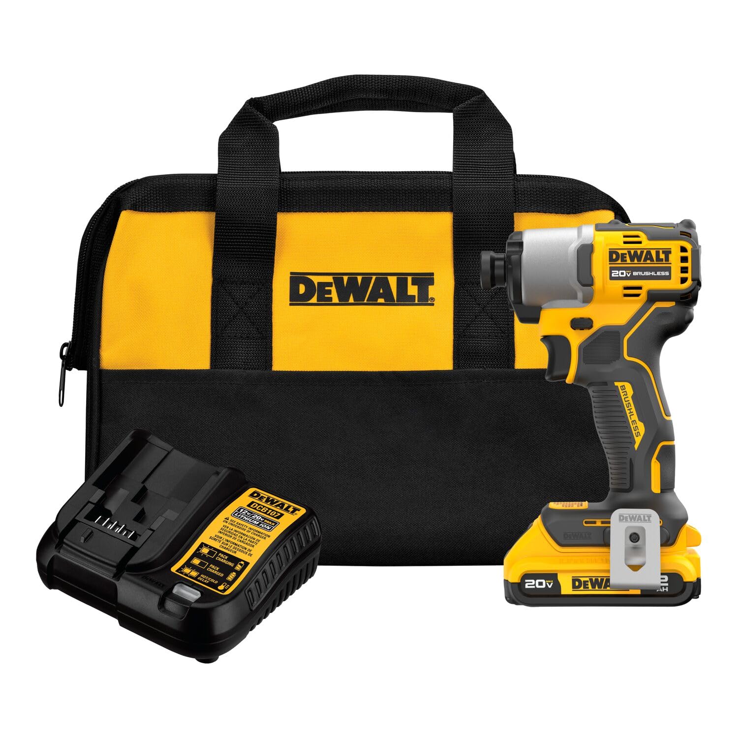 Dewalt DCF840D1 20V MAX Brushless Lithium-Ion 1/4 in. Cordless Impact Driver Kit (2 Ah)