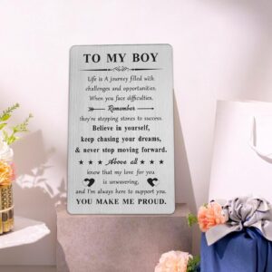 DGXMD Gifts for Son - Son Engraved Wallet Card - Son Gifts for Birthday Graduation Christmas from Mom Dad Parents