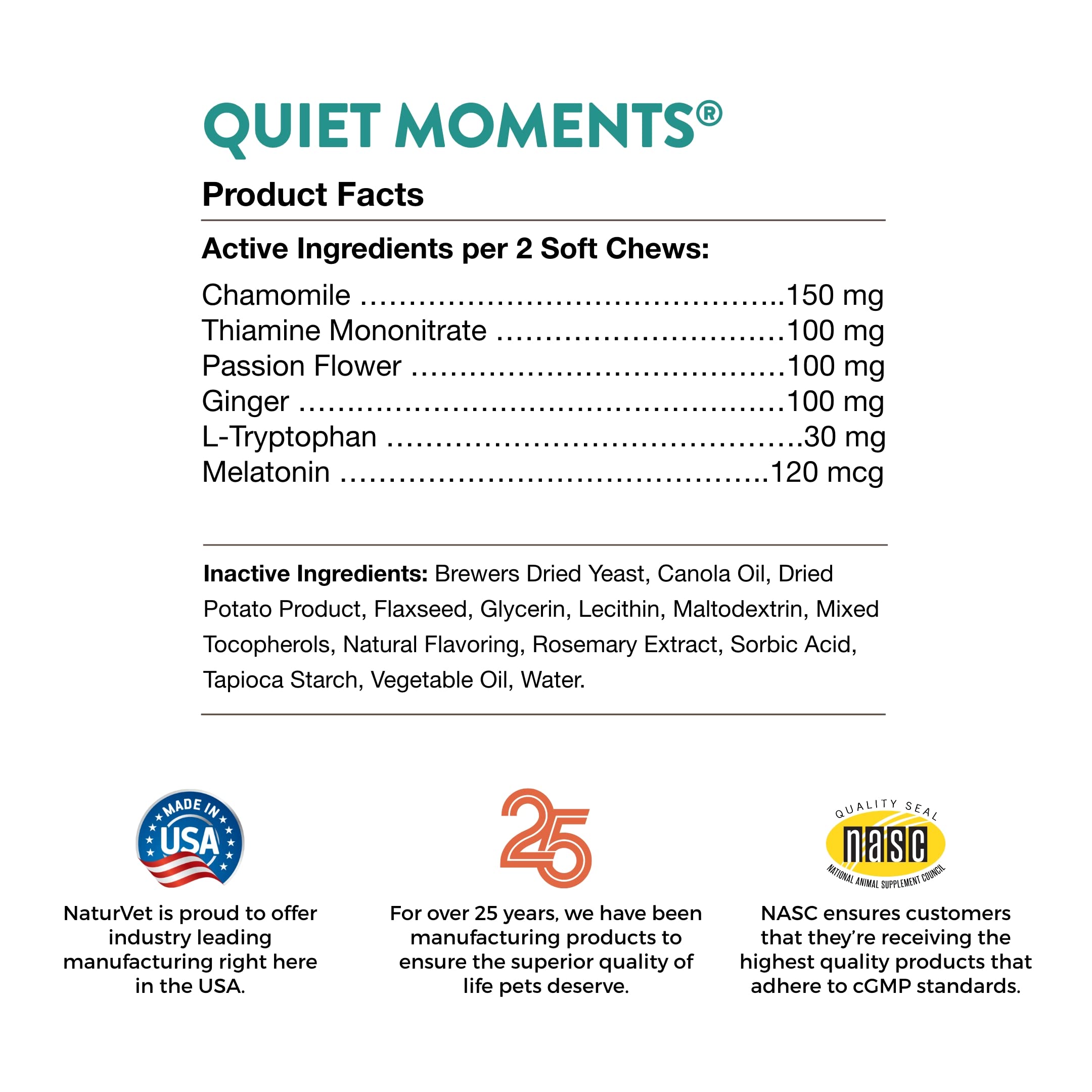 NaturVet Quiet Moments Senior Wellness Calming Aid Dog Supplement, Helps Promote Relaxation, Reduce Stress, Storm Anxiety, Motion Sickness for Dogs & Quiet Moments Calming Aid Dog Supplement – 65 Ct.