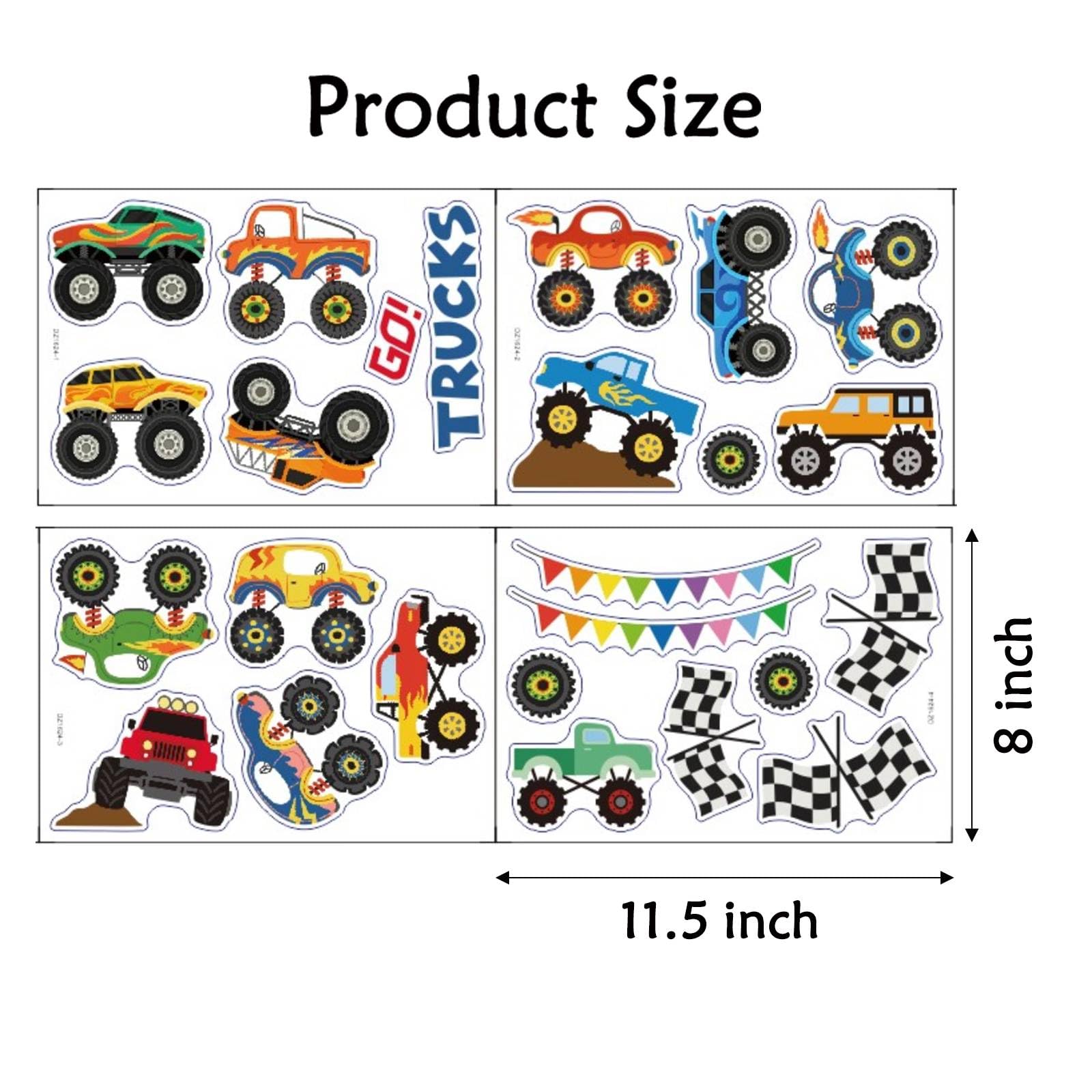 25 Pieces Monster Truck Stickers Wall Decals Wall Stickers for Bedroom for Living Room Kids Bedroom Baby Nursery Playroom Wall Decor