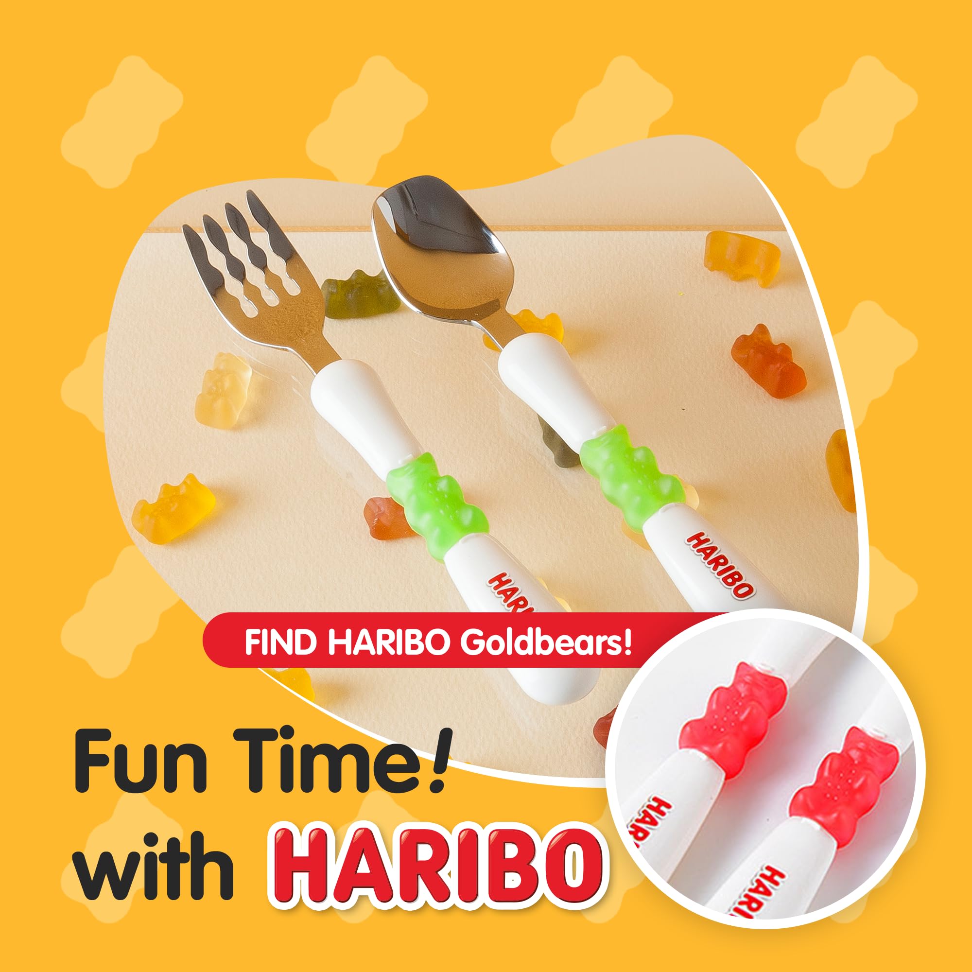 HARIBO Goldbear Fork - Kids & Toddlers Plastic Flatware with HARIBO Goldbear Figure Handle, Kids Eating Utensils for 4 years + Child, BPA Free Silverware for Kids (Green)