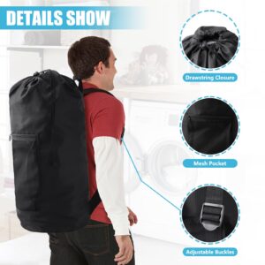 Laundry Bag Backpack,Olosar Extra Large Travel Laundry Bag with Mesh Pocket & Adjustable Shoulder Straps,Dirty Clothes Travel Bag for College Students Dorm,Apartment(Black)