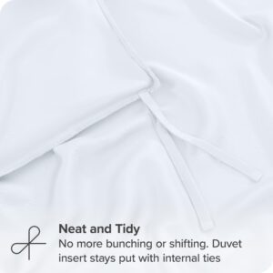 Bare Home Tencel Duvet Cover Set - Lyocell Derived from Eucalyptus - Full/Queen Size - Ultra Soft 3 Piece Bedding Duvet Cover & Pillow Shams (Full/Queen, White)