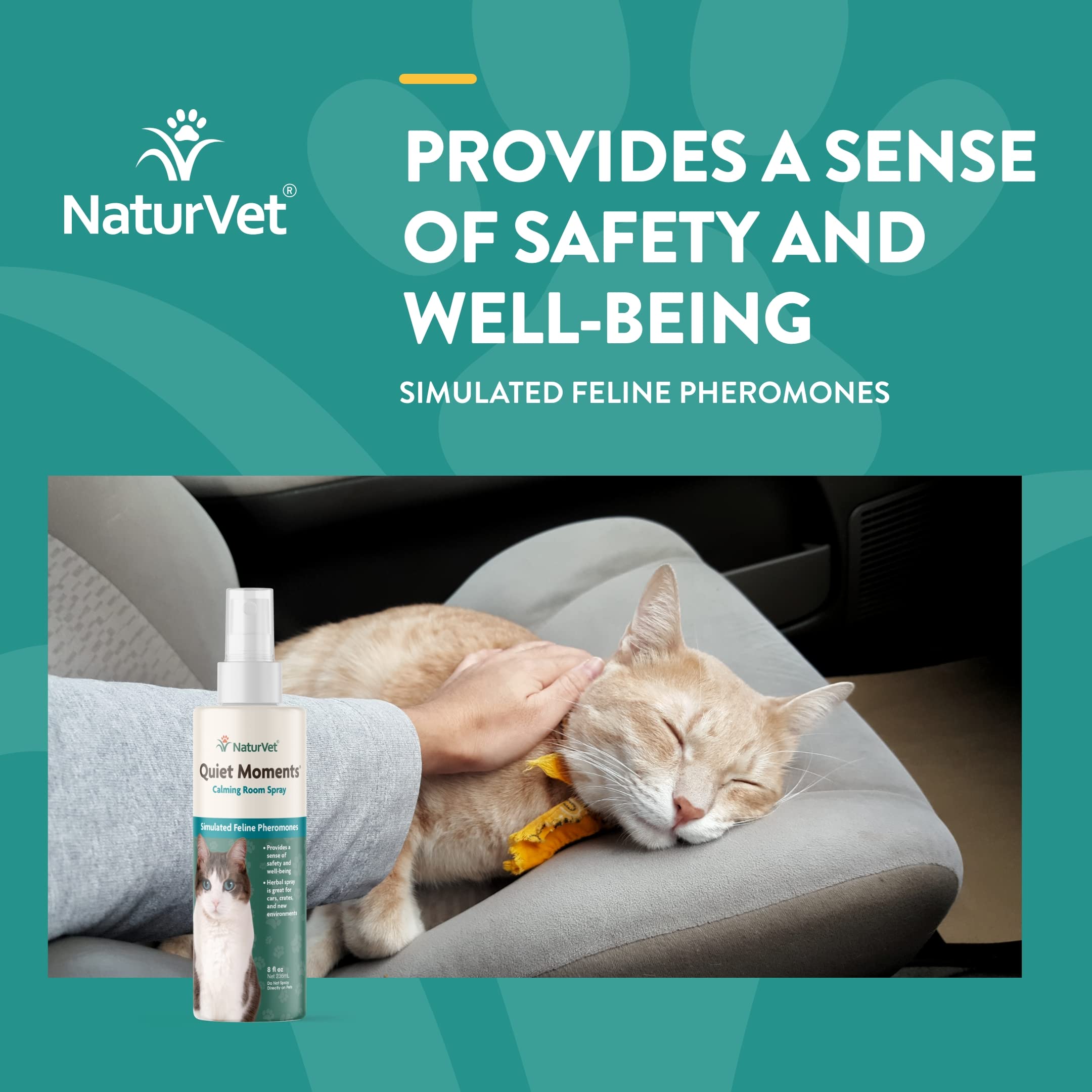 NaturVet Hemp Quiet Moments Calming Drops for Cat, 1oz & Quiet Moments Herbal Calming Spray, 8 Ounce - Feline