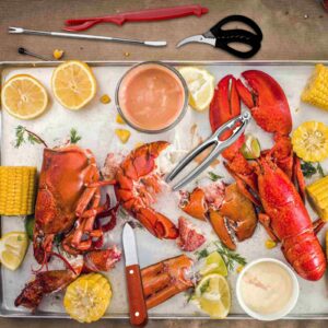 Hunnycook 34P Seafood Tools Set, 6 Crab Leg Crackers, 6 Lobster Shellers, 6 Crab Leg Forks, 6 Shrimp Deveining Tools, 2 Oyster Shucking Knives,4 Gloves, 2 Seafood Scissors, 1 Storage Bag & Gift Box