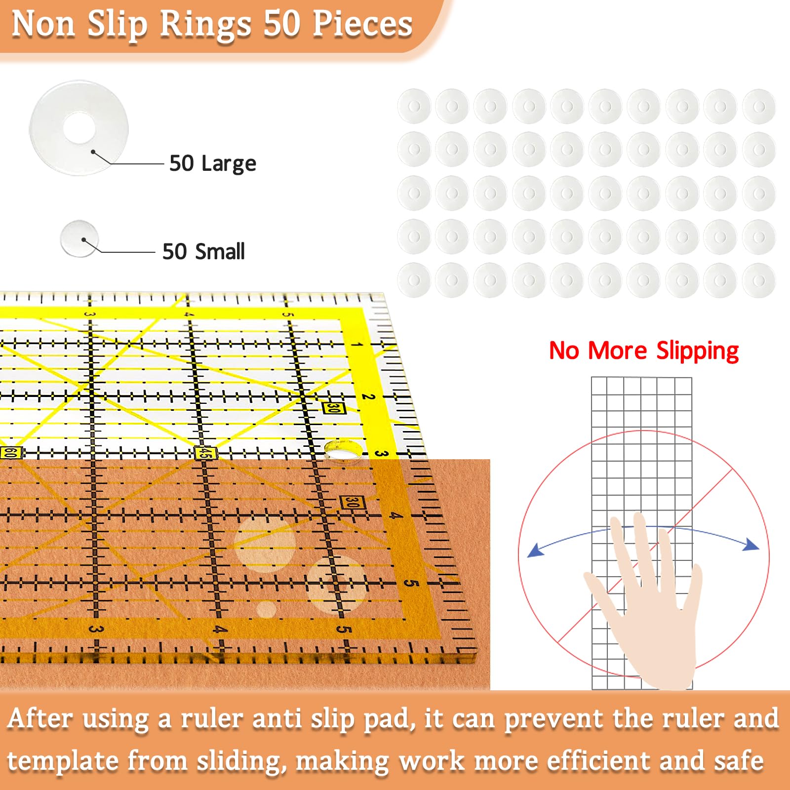 VPVPV 4 Piece Quilting Ruler,Acrylic Square Ruler,Quilting Templates,with Non Slip Rings 25 Pieces（4.5“X4.5”、6“X6”、9.5“X9.5”、12.5“X12.5”） (Yellow)