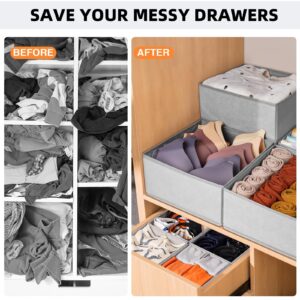 Criusia Drawer Organizers for Clothing 15 Pack, Foldable Fabric Closet Organizers and Storage Bins for Baby Clothes, Dresser Drawer Dividers for Adult Sock Underwear, Bra, Nursery Organization (Grey)