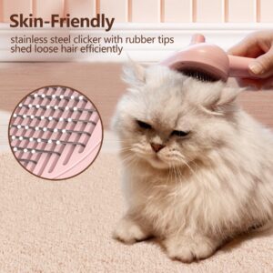 L&W BROS. Cat Steam Brush for Shedding Self Cleaning Steamy Cat Brush Cats Hair Grooming Brush Misting Cat Steamer Brush for Long Haired Cats(Pink)