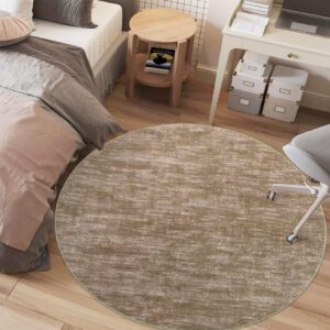 rugsreal round area rug 3ft solid area rug washable indoor floor carpet contemporary area rug modern round rug for bedroom living room kitchen home office, taupe