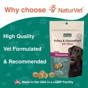 NaturVet Aches & Discomfort Dog Supplement Plus Glucosamine – Supports Canine Joint Health – Helps Relieves Exercise Aches – 30 Soft Chews & Senior Wellness Aches & Discomfort for Dogs – 60 Chewables