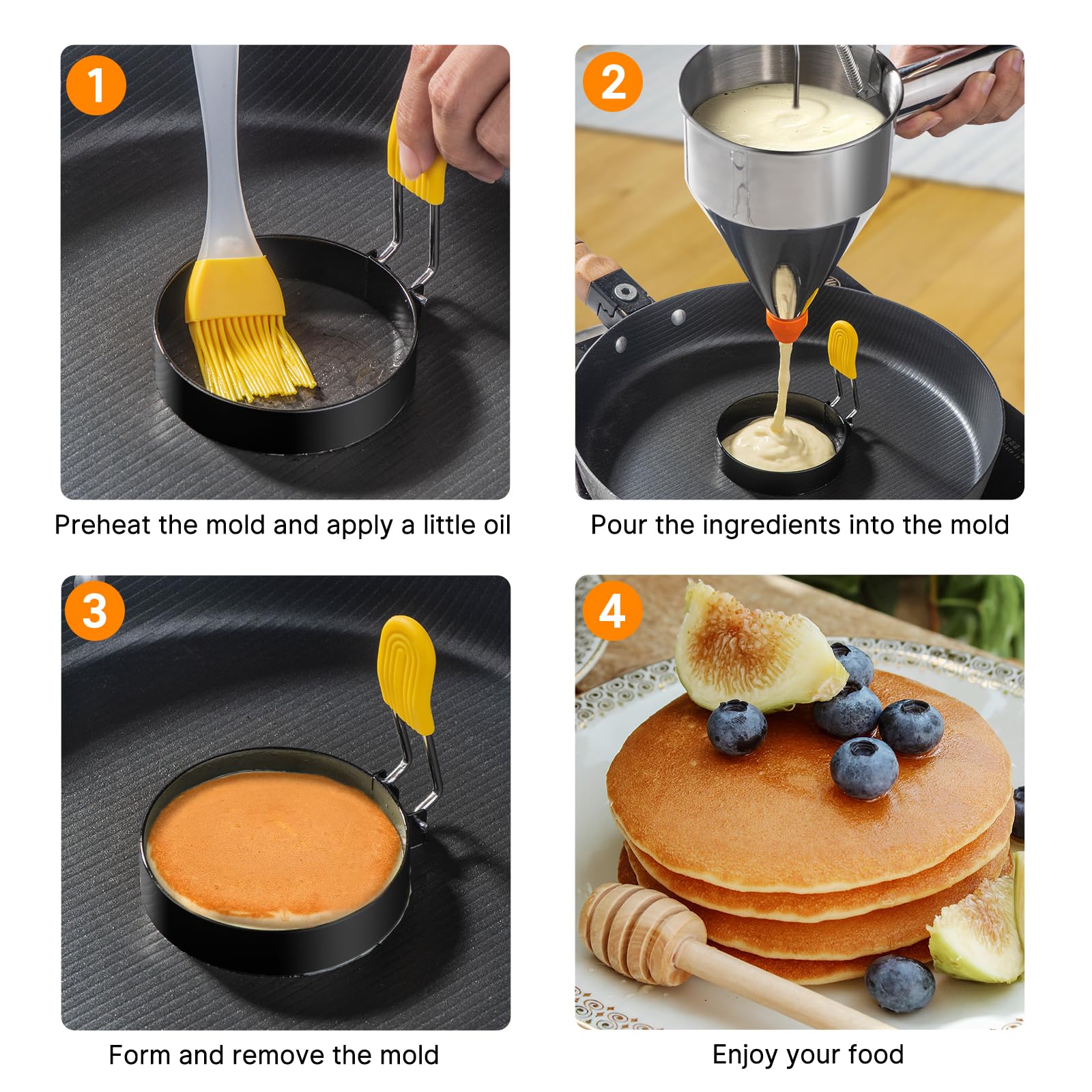 Choxila Premium Stainless Steel Pancake Mold - 3in Diameter, Non-Stick Coating, Ideal Egg Rings for Frying Eggs, Pancakes, and Burgers - Perfect Breakfast Tool for Home Kitchen, Camping