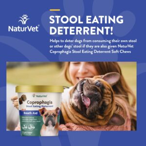 NaturVet – Coprophagia Stool Eating Deterrent Plus Breath Aid – 70 Soft Chews & Quiet Moments Calming Aid – Helps Promote Relaxation, Reduce Stress, Storm Anxiety, Motion Sickness for Dogs – 70 Ct.