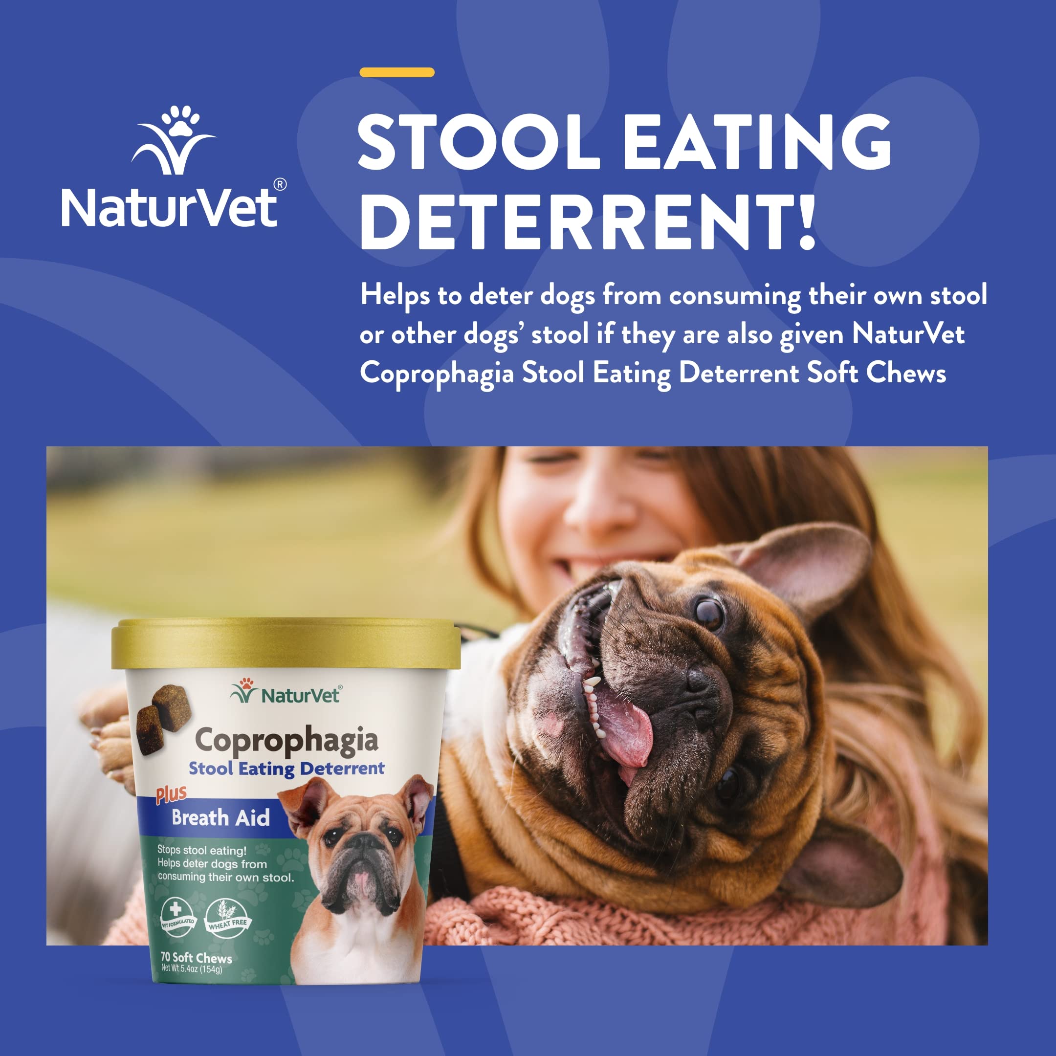 NaturVet – Coprophagia Stool Eating Deterrent Plus Breath Aid – 70 Soft Chews & Quiet Moments Calming Aid – Helps Promote Relaxation, Reduce Stress, Storm Anxiety, Motion Sickness for Dogs – 70 Ct.