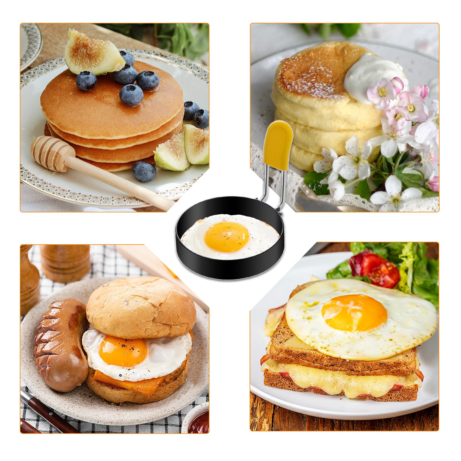 Choxila Premium Stainless Steel Pancake Mold - 3in Diameter, Non-Stick Coating, Ideal Egg Rings for Frying Eggs, Pancakes, and Burgers - Perfect Breakfast Tool for Home Kitchen, Camping