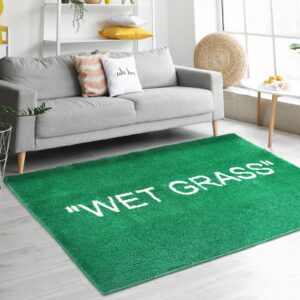 alivora wet grass rug for bedroom-non slip wet grass carpet for living room-green grass rug is machine washable home floor mat-premium area rug for home decor [47.2 x 31.5]