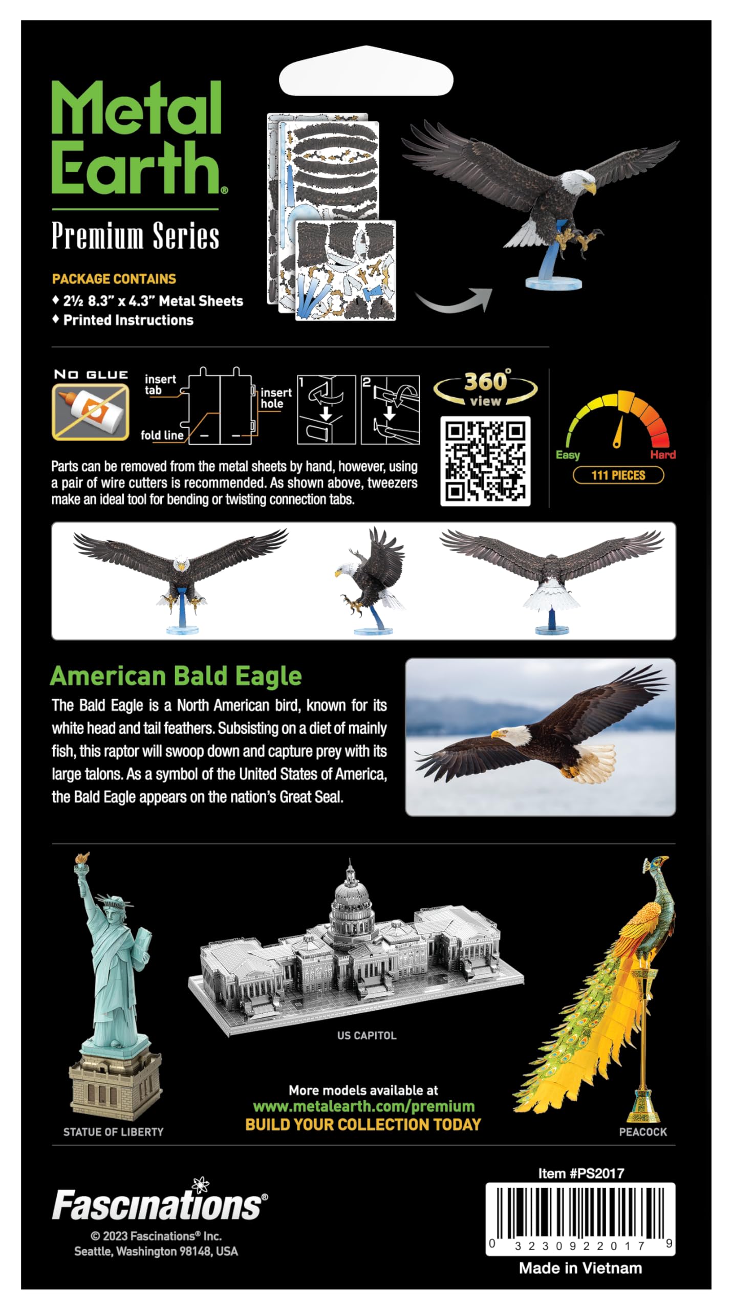 Metal Earth Premium Series American Bald Eagle 3D Metal Model Kit Fascinations