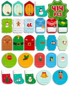 greingways 414 pcs christmas gift tags stickers for christmas presents, christmas name tags stickers self adhesive christmas labels for christmas holiday wrapping paper xmas gifts bags