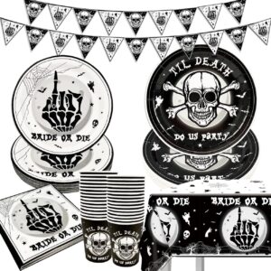 bride or die bachelorette party decorations til death do us party bachelorette plates napkins cups and tablecloth for bridal shower engagement wedding