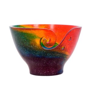 ommi handcrafted resin yarn bowl, knitting resin storage bowl, crochet kit organizer. (rainbow)