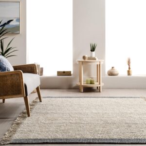 nuLOOM Amina Striped 8x10 Jute Area Rug for Dining Room Rug Neutral Rug Living Room Rug, Beige/Gray