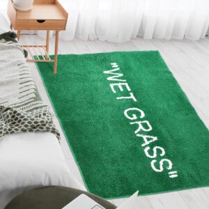 Alivora Wet Grass Rug for Bedroom-Non Slip Wet Grass Carpet for Living Room-Green Grass Rug is Machine Washable Home Floor Mat-Premium Area Rug for Home Decor [47.2 x 31.5]