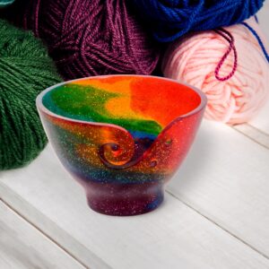 Ommi Handcrafted Resin Yarn Bowl, Knitting Resin Storage Bowl, Crochet Kit Organizer. (Rainbow)