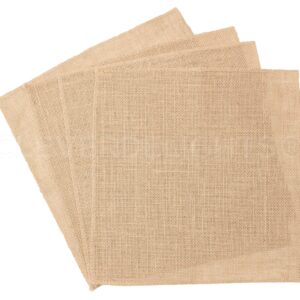 CleverDelights 12 Inch Burlap Squares - 4 Pack - Premium Jute Burlap Fabric - Finished Edges - 12" x 12"